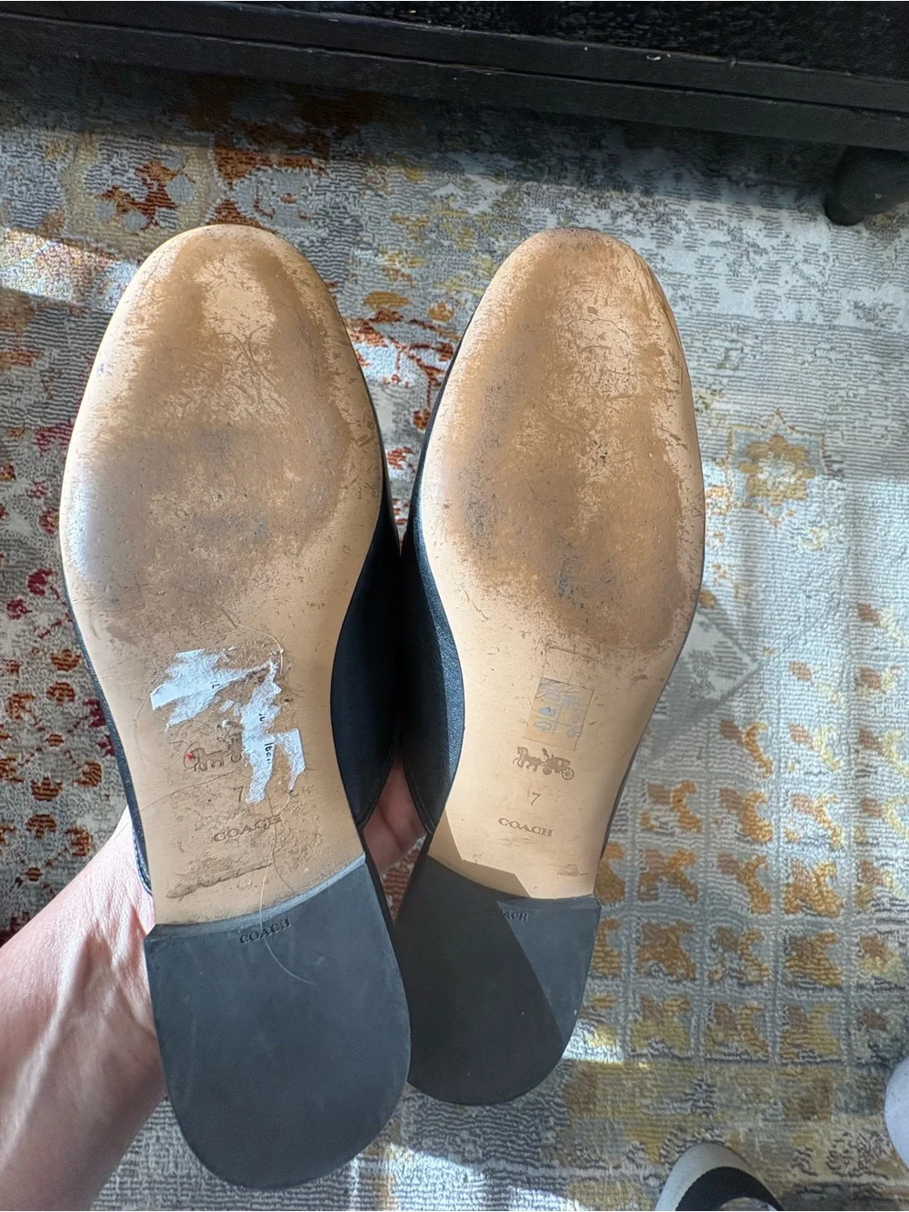 Coach Black Leather Slip-On Loafers with Tan Insole - Picture 10 of 10